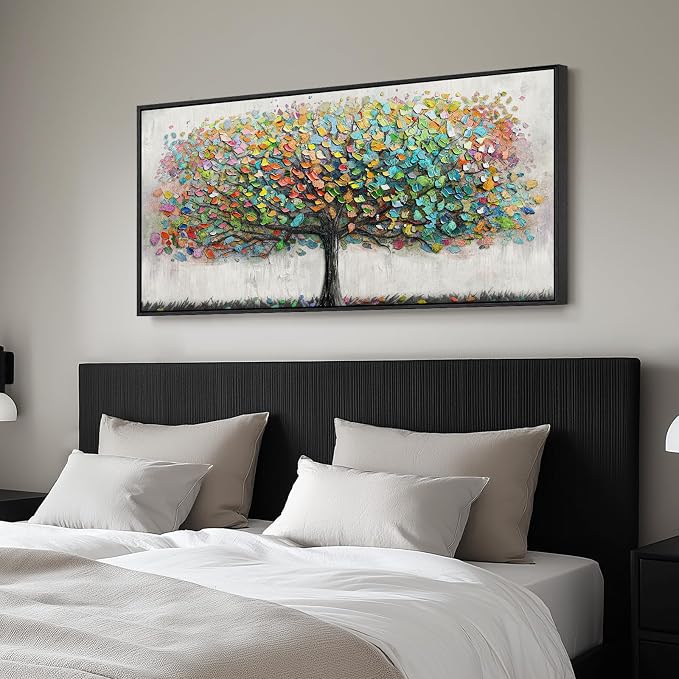 Large Framed Tree of Life Colorful Wall Art, Modern Canvas Prints Paintings - Image 2