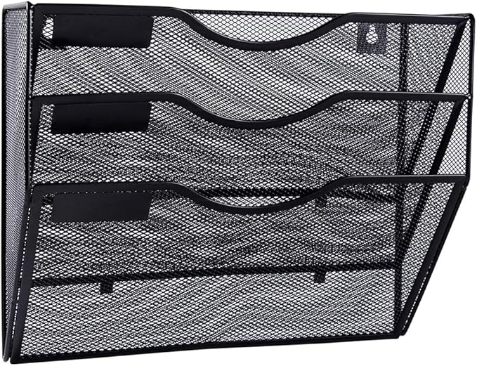 EASEPRES 3 Pocket Mesh Hanging Wall File Organizer, Wall Mounted Mail Paper by EASEPRES