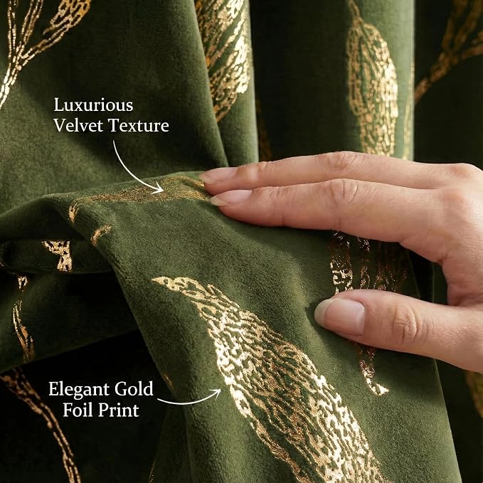 NICETOWN Olive Green Velvet Curtains - Image 5