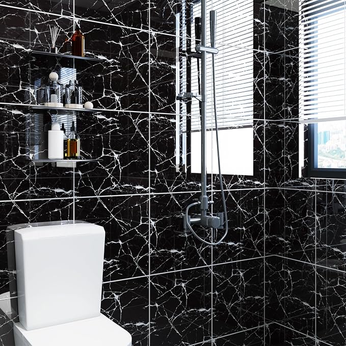10pcs Peel and Stick Tile Shower Waterproof Marble Tiles Wall Panels, - Image 8