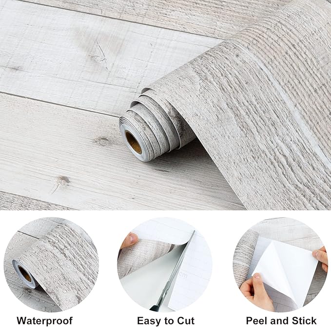 WENMER Grey Wood Wallpaper 17.71" x 118" Shiplap Peel and Stick Wallpaper Wood - Image 7