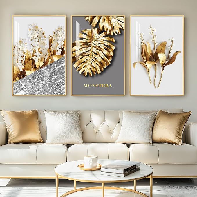 Framed Modern Luxury Large Gold Wall Art by Cuspin