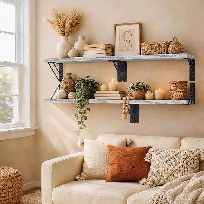 BAYKA Wall Shelves for Bedroom Decor, Floating Shelves for Living Room Kitchen - Image 4