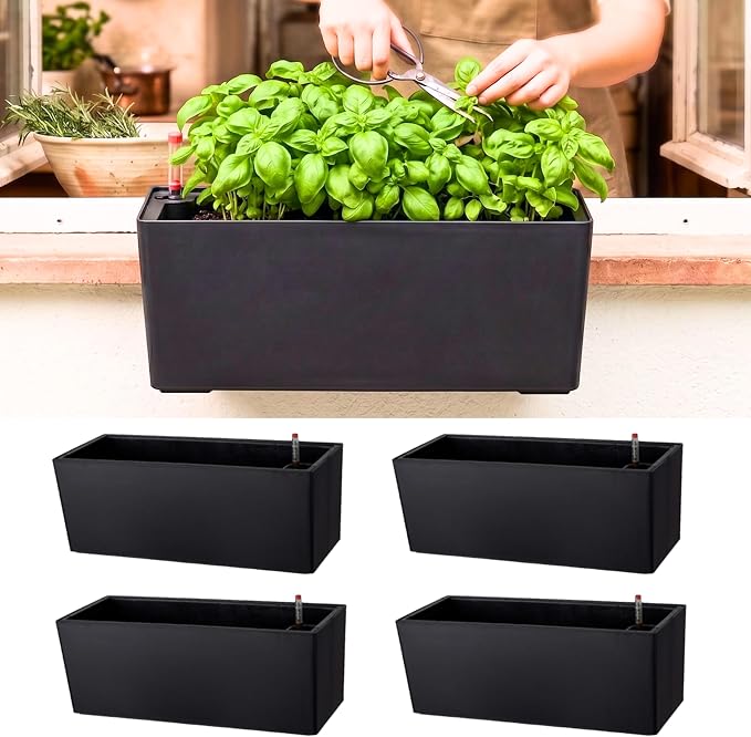 LaLaGreen Wall Planters for Outdoor Black Self Watering System Hanging Planter by L%C3%A1L%C3%A1Green