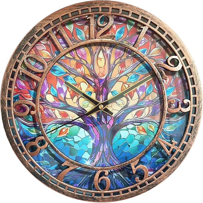 WANGIRO Tree of Life Wall Clock 12inch Silent Movement Non-Ticking Clock by WANGIRO
