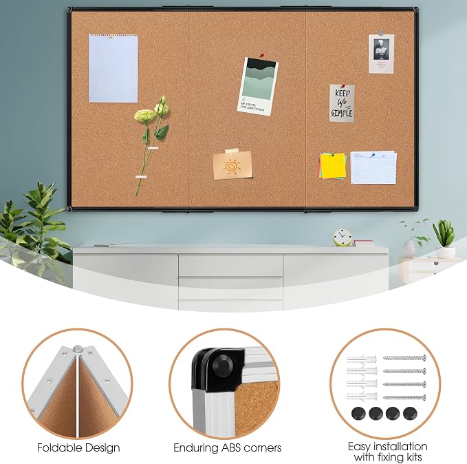 Extra Large Cork Bulletin Board 96" X 48", Foldable Notice Pin Board - Image 5