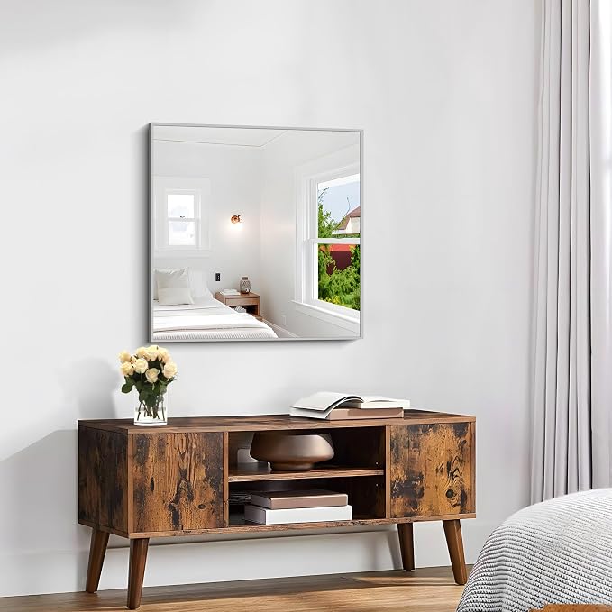 KOCUUY Silver Framed Mirror, HD Tempered Glass, Anti-Rust Frame, Modern Design - Image 3