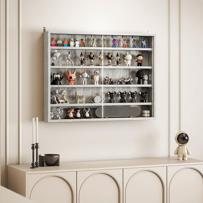 HOMCOM 5-Tier Display Cabinet, Glass Door Cabinet - Image 8
