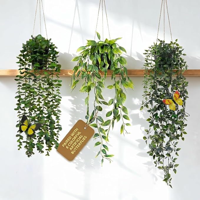 3 Pack Fake Plants with 6 Butterflies by Unknown