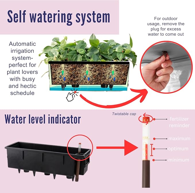 LaLaGreen Wall Planters for Outdoor Black Self Watering System Hanging Plant - Image 4