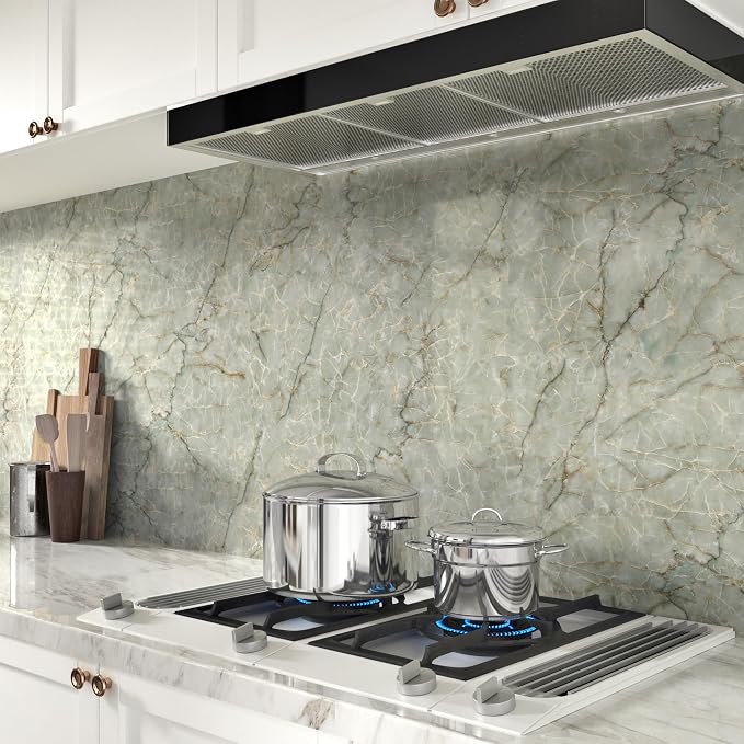 Cyan Marble Contact Paper for Countertops Waterproof Marble Wallpaper Peel and - Image 5