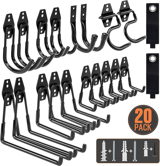 TONDA Garage Hooks, 20 Pack Garage Organization, Wall Storage Hooks Heavy Duty - Image 9