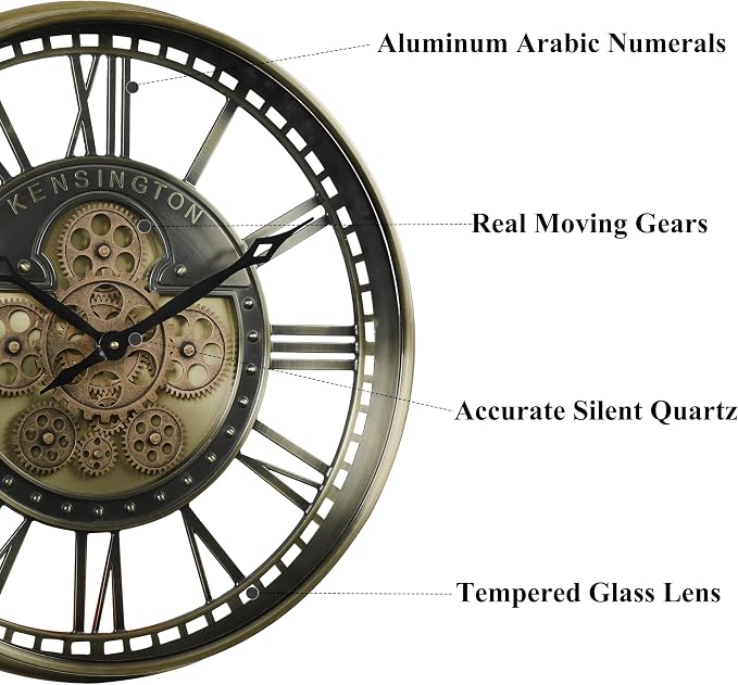CLXEAST 21 Inch Large Moving Gears Wall Clock - Image 2