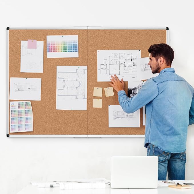 Cork Board Bulletin Board 36 x 48, Foldable Office Board - Image 2