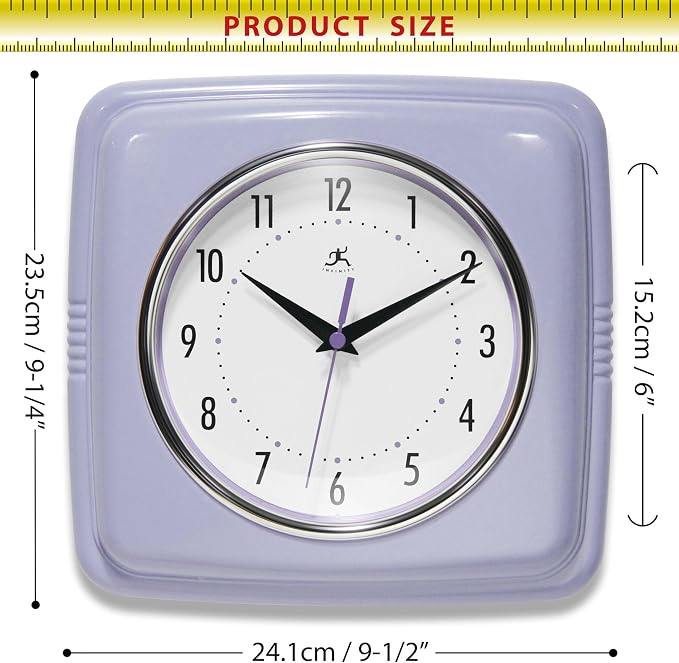 Infinity Instruments Retro Wall Clock – 9-Inch Square Silent Non-Ticking - Image 7
