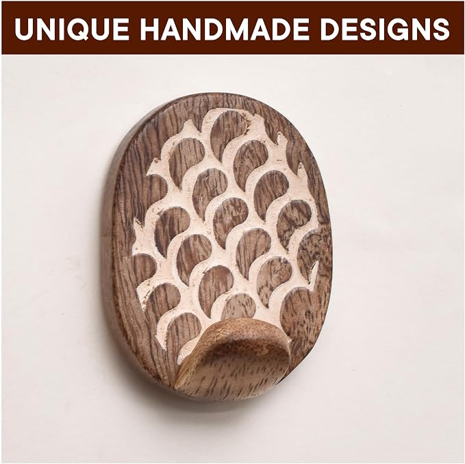 Indian Shelf 6 Lb- 3 Pieces Decorative Wood Adhesive Wall Hooks–Boho Peel and - Image 7
