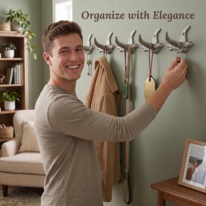 Flying Bird Decorative Wall Hooks Cast Iron, Wall Mounted - Image 8