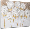 JolyWell White Hydrangea Flower Wall Art, hand-painted Large Canvas Wall Art by JolyWell