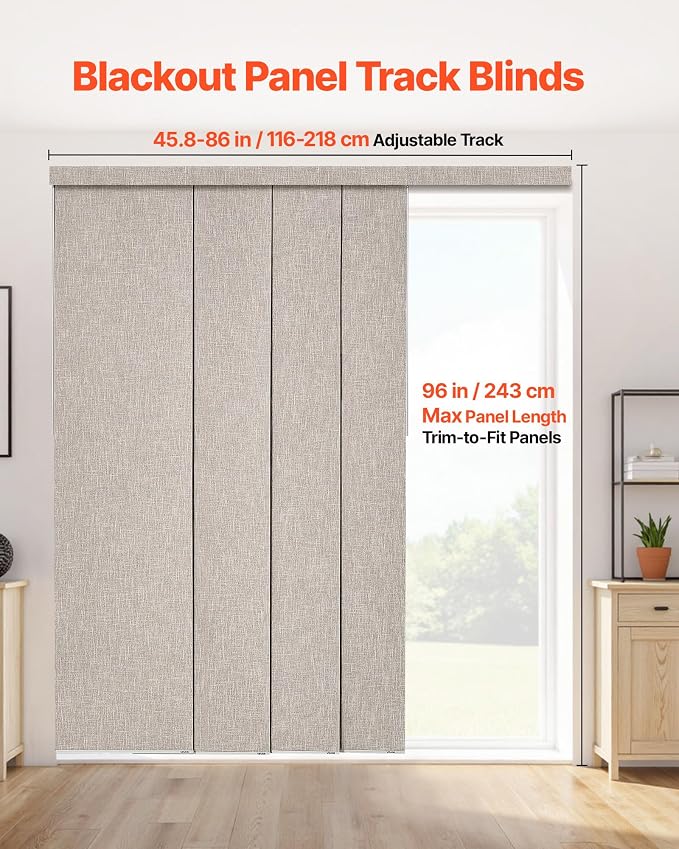 VEVOR Panel Track Blinds, Extendable Track from 45.8 in to 86 in W, Trimmable - Image 2