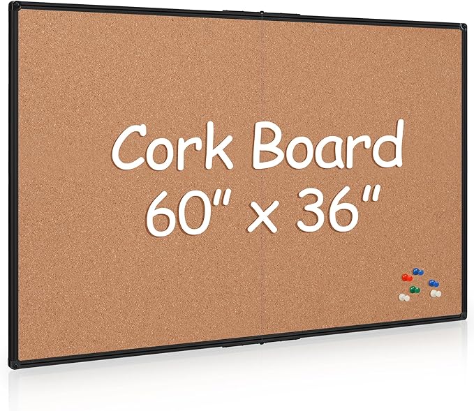 Extra Large Cork Bulletin Board 60" X 36", Foldable Notice Pin Board by Justdowhatyouwanttodo