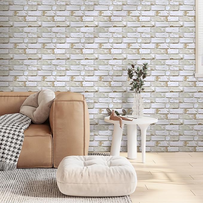 COMSTICKC 3D Faux Brick Wall Stickers Wall Panels, Small Brick Size, Thin PVC - Image 7