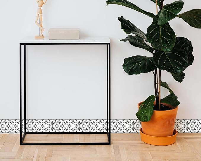 FLFK Wallpaper Border Black and White Patterns Peel and Stick Wall Border Self - Image 4