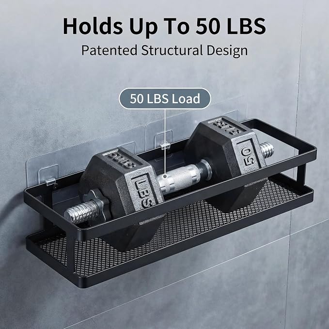 PUSDON 2-Pack 16.5" Extra Long Slim Shower Caddy, Adhesive Wall Mount Bathroom - Image 4