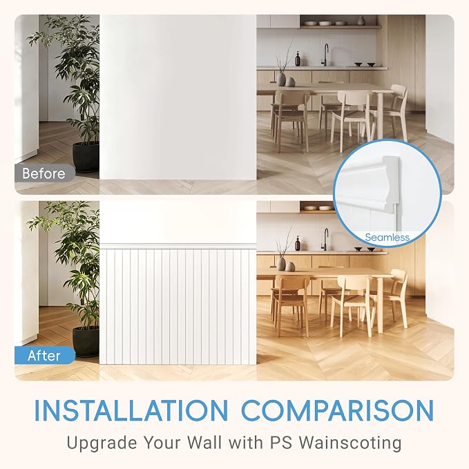 PS Wainscoting Wall Panel Kit, Paintable Waterproof PS Panels - Image 2