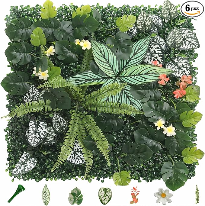 6 Pack 20"x20"Grass Wall Panels-Artificial Boxwood Panels by Unknown