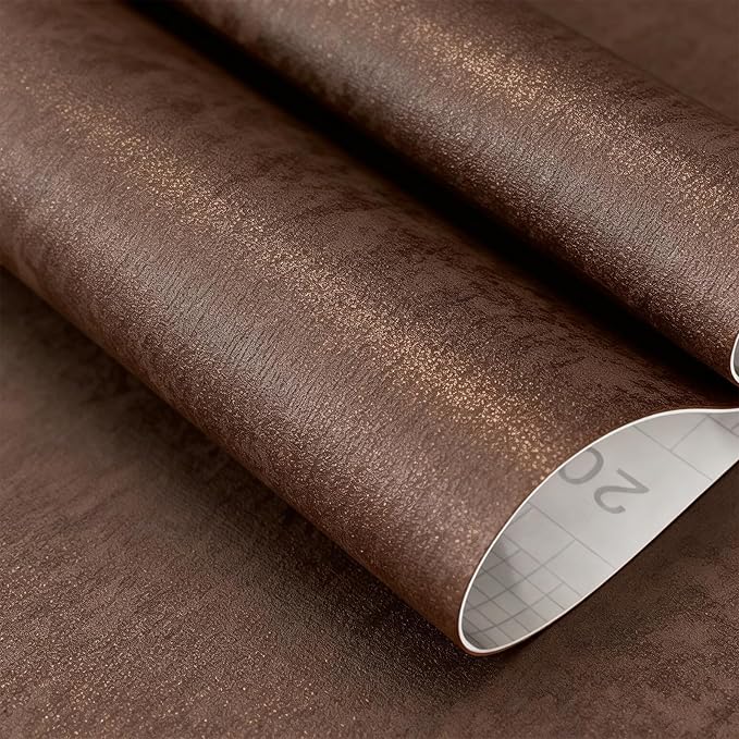 Moody Brown Peel and Stick Limewash Wallpaper 16'' x 590'' Dark Bronze - Image 6