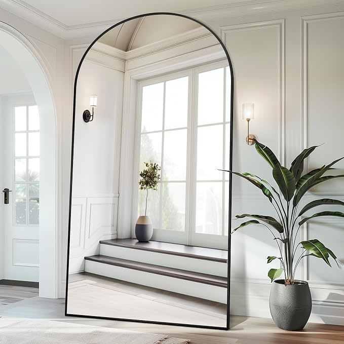Antok 91" x46” Arched Full Length Floor Mirror, Free Standing/Wall Mount/Leaning - Image 3