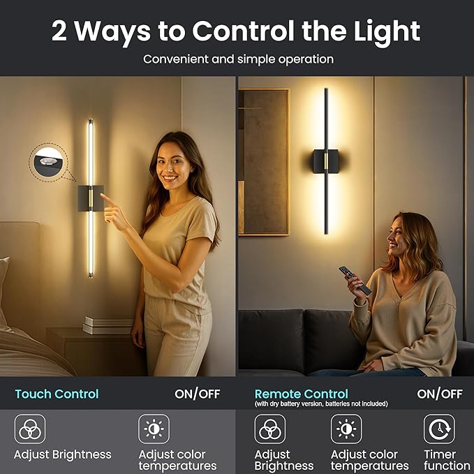 Battery Operated Wall Sconces Set of Two, 10000mAh Rechargeable Wall Lights - Image 6