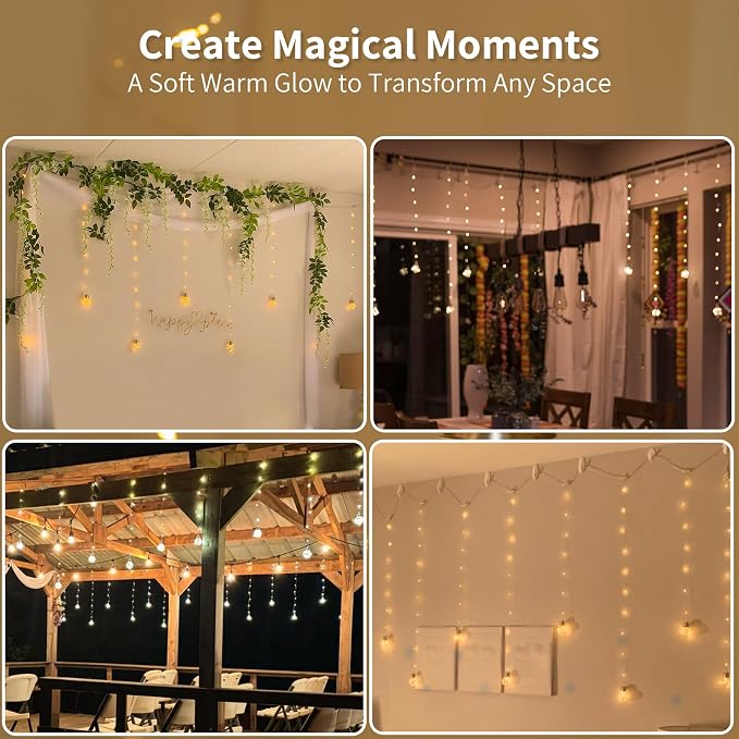 YOLIGHT Wishing Ball Curtain Lights 200 LED Window Curtain String Lights - Image 8