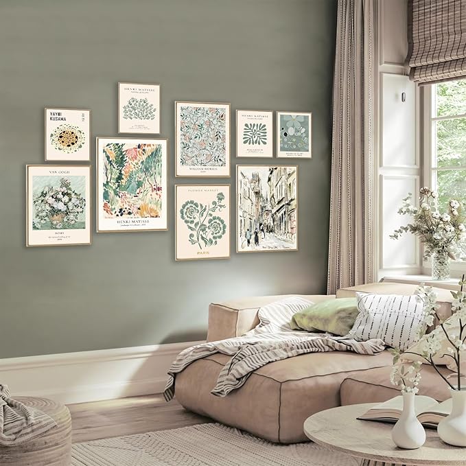 KBKBART 9 PCS Sage Green Wall Art - Image 6