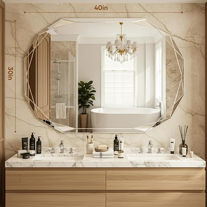 Suidia Bathroom Mirror, Frameless Bathroom Mirror - Image 2