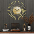 23.6 inch Gold Starburst Wall Clock, Metal & Wood Mid Century Modern Decorative by Wecreatemoderndesign