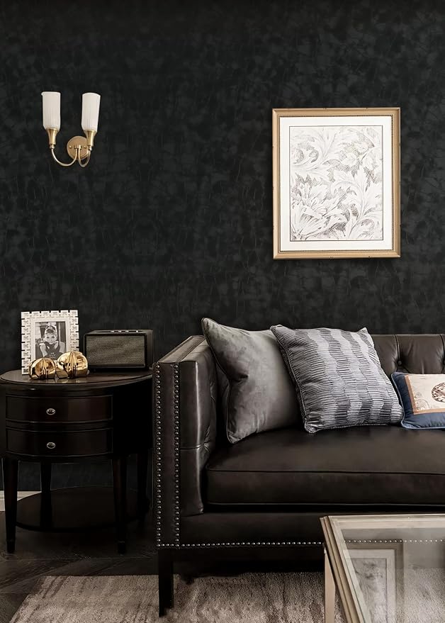 Yasinet Peel and Stick Wallpaper Black Removable Wallpaper Modern Black Contact - Image 2