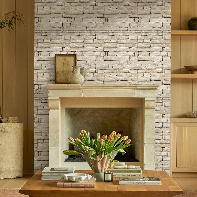 COMSTICKC 3D Peel and Stick Faux Stone Wall Sticker, Ultra-Light Thin PVC Rock - Image 6