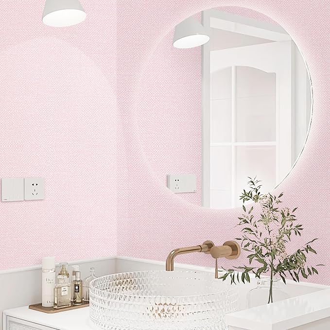 Pink Grasscloth Wallpaper Peel and Stick Textured Contact Paper - Image 4