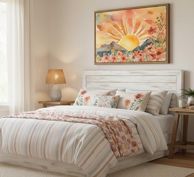 Framed Boho Sun Canvas Wall art Mid-Century Modern Abstract Bohemian Sunset in - Image 7