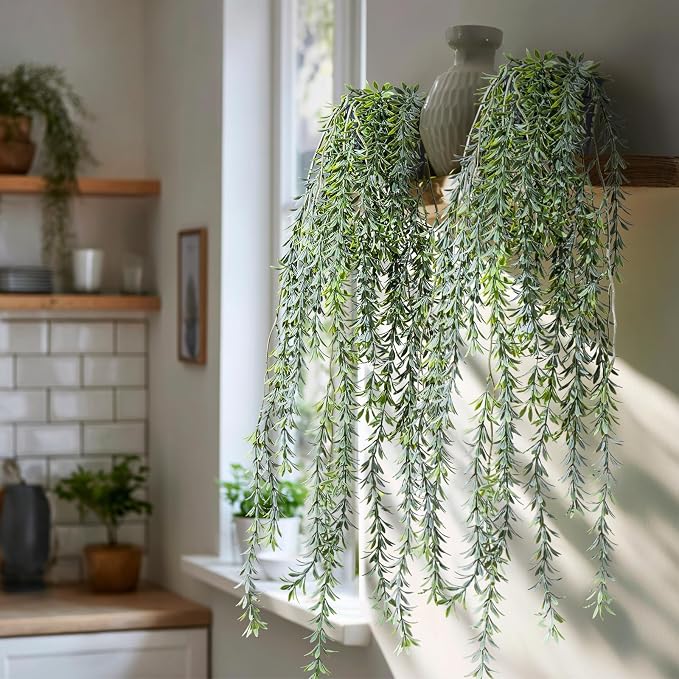 Artificial Hanging Plant 2 Pcs Faux Plant Ivy Vine Faux Eucalyptus Vines Fake - Image 4