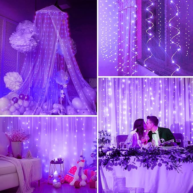 Minetom Halloween Purple Curtain Lights, 300 LED Dimmable Fairy Lights - Image 5