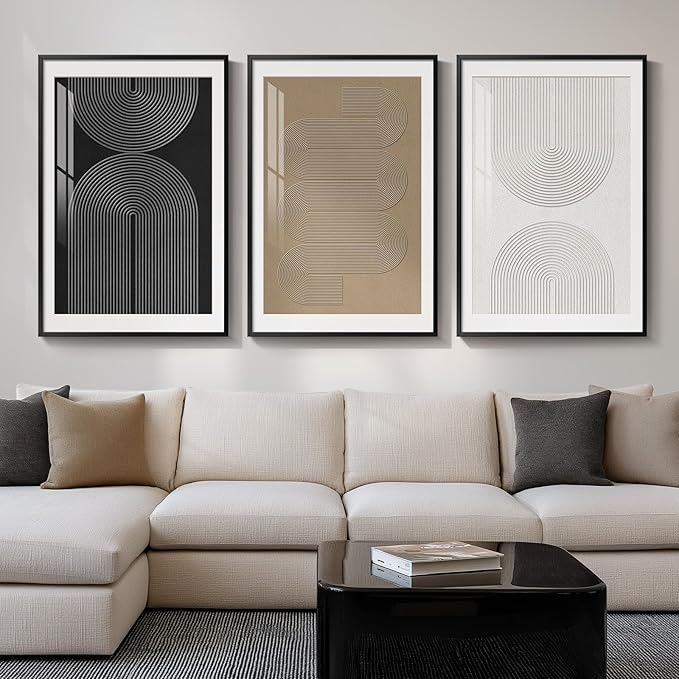 Large Framed Boho Neutral Abstract Wall Art by Cuspin