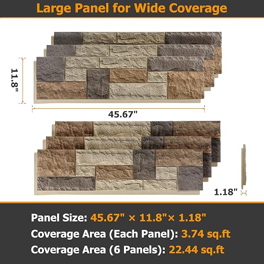 ROOMTEC 6-Packs Faux Stone Wall Covering Panels - Image 2