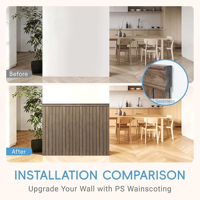 PS Wainscoting Wall Panel Kit, Paintable Waterproof PS Panels - Image 2
