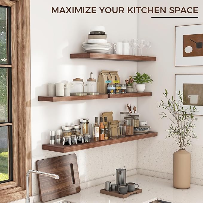 Venusmiles Floating Shelves for Wall 24 inch Long, Engineered Wood Wall Shelves - Image 5