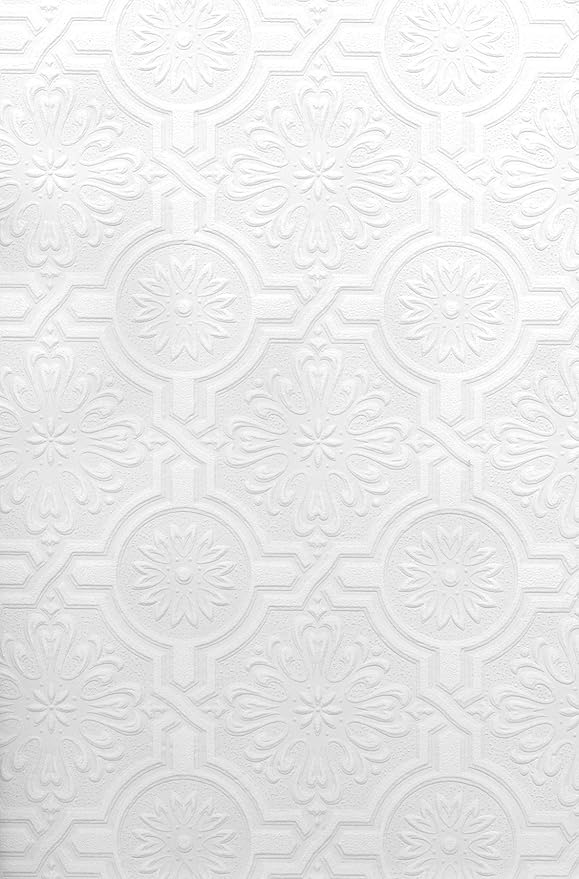 Brewster 497-32817 Nazareth Ornate Tiles Paintable Wallpaper by Unknown