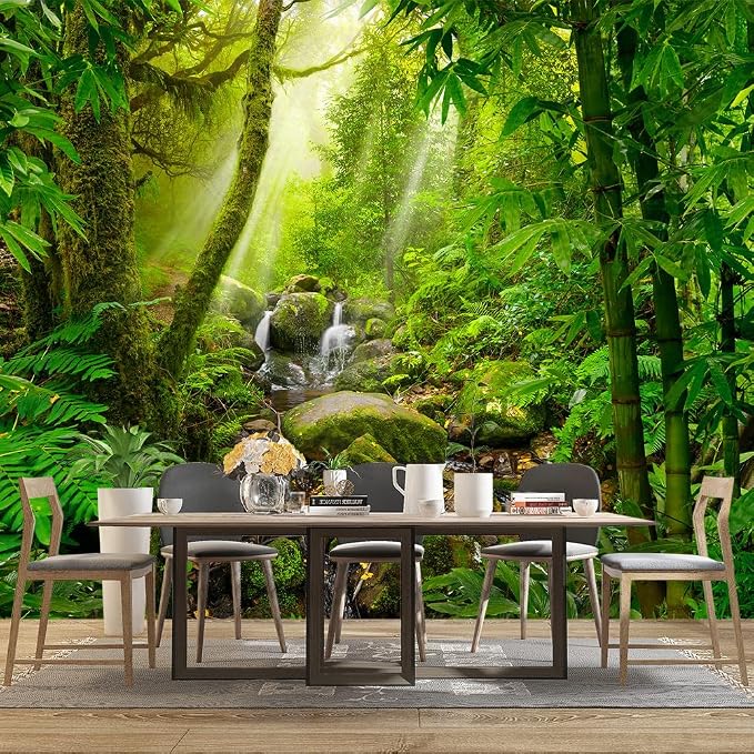 Green Forest Tropical Rainforest wallpeper Living Room Bedroom Nature Jungle - Image 3
