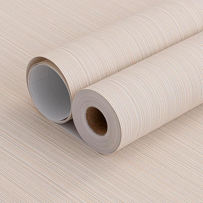 Grasscloth Peel and Stick Wallpaper 20.8"x394" Beige Thick Fabric Textured - Image 2