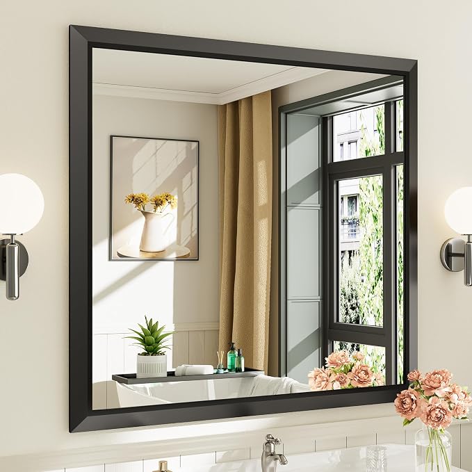 Briivue 40x38 Inch Black Bathroom Mirror by Briivuemodernmirrors